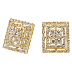 K18YG イエローゴールド ダイヤ1.00ct スクエア型スタッドピアス ピアス レディース 【中古】