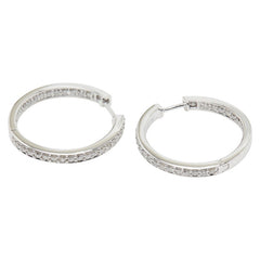 K14WG ホワイトゴールド ダイヤ0.82ct フープピアス ピアス レディース 【中古】
