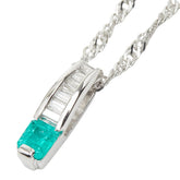 Pt900 プラチナ Pt850 プラチナ エメラルド 0.39ct ダイヤ0.22ct ペンダント ネックレス レディース 【中古】