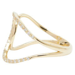K18YG イエローゴールド ダイヤ0.20ct CCクロスリング リング 指輪 レディース 13.5号 【中古】