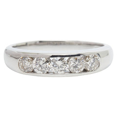 Pt850 プラチナ ダイヤ0.68ct 一文字リング リング 指輪 レディース 13号 【中古】