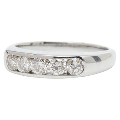 Pt850 プラチナ ダイヤ0.68ct 一文字リング リング 指輪 レディース 13号 【中古】