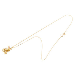 K18YG イエローゴールド ダイヤ0.05ct ルビー0.008ct ドラゴンモチーフ ペンダント ネックレス レディース 【中古】