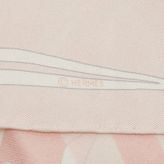 エルメス ポワントゥ caleche elastique スカーフ ピンク ホワイト シルク レディース HERMES 【中古】