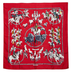 エルメス カレ90 LA CAMARGUE カマルグ スカーフ レッド マルチカラー レディース HERMES 【中古】