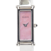 グッチ バングルウォッチ 腕時計 シェル文字盤 1500L クオーツ ピンク文字盤 ステンレススチール レディース GUCCI 【中古】