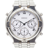 グッチ クロノグラフ 腕時計 9300 クオーツ ホワイト文字盤 ステンレススチール メンズ GUCCI 【中古】
