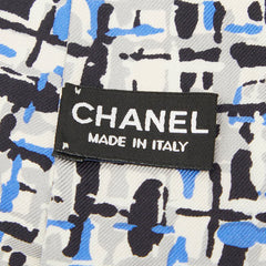 シャネル カメリア ロゴ ストール ブラック ホワイト シルク レディース CHANEL 【中古】
