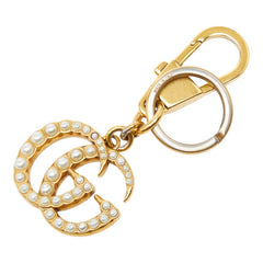 グッチ インターロッキングG パール バッグチャーム キーホルダー キーチャーム ゴールド メッキ レディース GUCCI 【中古】