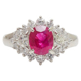 Pt900 プラチナ ルビー1.24ct ダイヤ0.73ct フラワーモチーフ リング 指輪 レディース 10.5号 【中古】