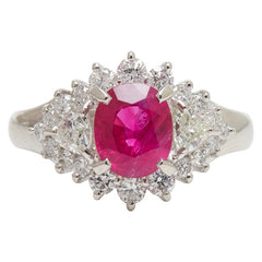 Pt900 プラチナ ルビー1.24ct ダイヤ0.73ct フラワーモチーフ リング 指輪 レディース 10.5号 【中古】