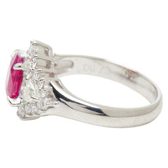 Pt900 プラチナ ルビー1.24ct ダイヤ0.73ct フラワーモチーフ リング 指輪 レディース 10.5号 【中古】