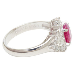 Pt900 プラチナ ルビー1.24ct ダイヤ0.73ct フラワーモチーフ リング 指輪 レディース 10.5号 【中古】