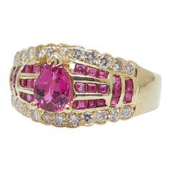K18YG イエローゴールド ルビー0.82ct ダイヤ0.42ct リング 指輪 レディース 10.5号 【中古】