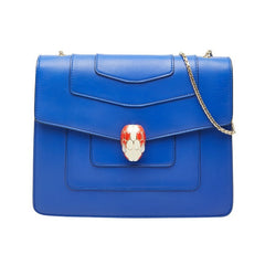 ブルガリ セルペンティ フォーエバー チェーン ショルダーバッグ ロイヤルブルー レザー レディース BVLGARI 【中古】