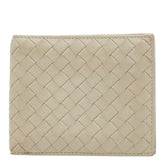 ボッテガヴェネタ イントレチャート 二つ折り財布 ベージュ レザー レディース BOTTEGAVENETA 【中古】