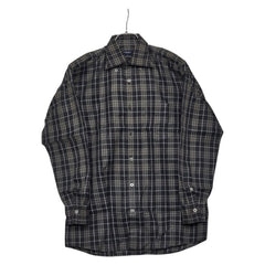 バーバリー ノバチェック 長袖シャツ サイズ:M カーキグリーン グレー コットン メンズ BURBERRY 【中古】