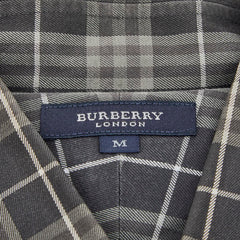 バーバリー ノバチェック 長袖シャツ サイズ:M カーキグリーン グレー コットン メンズ BURBERRY 【中古】
