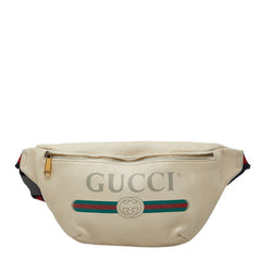 グッチ ロゴプリント ボディバッグ ウエストバッグ 530412 アイボリー ホワイト レザー レディース GUCCI 【中古】