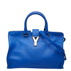 サンローラン Yライン プチカバス ハンドバッグ ショルダーバッグ 2WAY 311210 ブルー レザー レディース SAINT LAURENT 【中古】