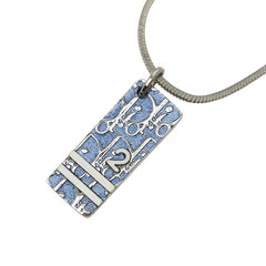 ディオール トロッター プレート ペンダント ネックレス シルバー ブルー系 メタル レディース Dior 【中古】