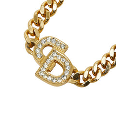 ディオール CDロゴ チェーン ブレスレット ゴールド メッキ ラインストーン レディース Dior 【中古】