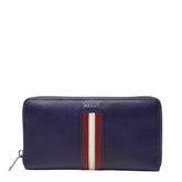 バリー ラウンドファスナー 長財布 ネイビー マルチカラー レザー メンズ BALLY 【中古】