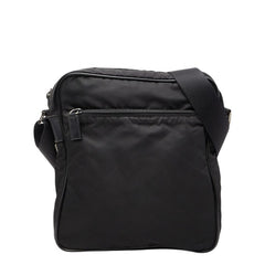 プラダ 三角ロゴプレート ショルダーバッグ ブラック ナイロン サフィアーノレザー レディース PRADA 【中古】