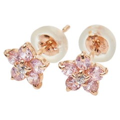 K10PG ピンクゴールド ピンクサファイア ホワイトサファイア スターモチーフ ピアス レディース 【中古】