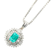 Pt900 プラチナ Pt850 プラチナ エメラルド0.52ct ダイヤ0.28ct ペンダント ネックレス レディース 【中古】