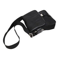 プラダ 三角ロゴプレート 斜めかけ ショルダーバッグ ブラック ナイロン メンズ PRADA 【中古】