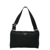 プラダ 三角ロゴプレート ワンショルダーバッグ ブラック ナイロン レディース PRADA 【中古】