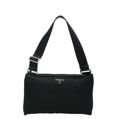 プラダ 三角ロゴプレート ワンショルダーバッグ ブラック ナイロン レディース PRADA 【中古】