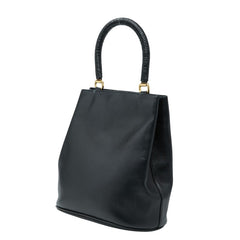 サルヴァトーレフェラガモ ガンチーニ ハンドバッグ ショルダーバッグ 2WAY ブラック ゴールド レザー ラタン レディース Salvatore Ferragamo 【中古】