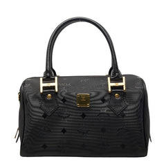 エム シー エム ヴィセトス モノグラム ハンドバッグ ブラック ナイロン レザー レディース MCM 【中古】