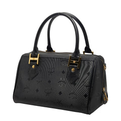 エム シー エム ヴィセトス モノグラム ハンドバッグ ブラック ナイロン レザー レディース MCM 【中古】