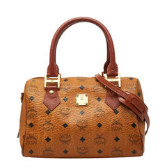 エム シー エム ヴィセトス モノグラム ハンドバッグ ショルダーバッグ 2WAY ブラウン レザー レディース MCM 中古