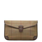 バーバリー チェック クラッチバッグ セカンドバッグ カーキ マルチカラー キャンバス レザー レディース BURBERRY 中古