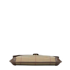バーバリー チェック クラッチバッグ セカンドバッグ カーキ マルチカラー キャンバス レザー レディース BURBERRY 【中古】
