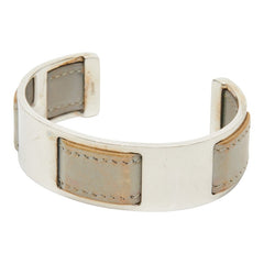 エルメス バングル シルバー グレー メタル レザー レディース HERMES 【中古】