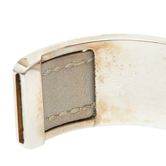 エルメス バングル シルバー グレー メタル レザー レディース HERMES 【中古】