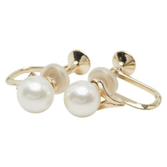 ミキモト 真珠 K14YG イエローゴールド アコヤパール6.5~6.6mm イヤリング レディース MIKIMOTO 【中古】