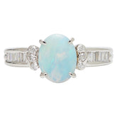 Pt900 プラチナ オパール0.79ct ダイヤ0.33ct リング 指輪 レディース 11.5号 【中古】