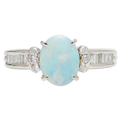 Pt900 プラチナ オパール0.79ct ダイヤ0.33ct リング 指輪 レディース 11.5号 【中古】