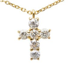 ヴァンドーム青山 K18YG イエローゴールド ダイヤ0.30ct クロスモチーフ ペンダント ネックレス レディース Vendome Aoyama 【中古】