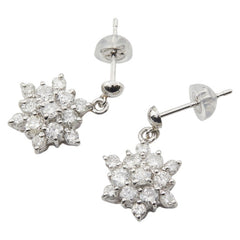 Pt900 プラチナ ダイヤ1.08ct スノーモチーフ ピアス レディース 【中古】