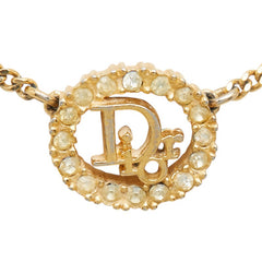 ディオール ロゴ ネックレス ゴールド メッキ ラインストーン レディース Dior 【中古】
