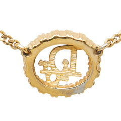 ディオール ロゴ ネックレス ゴールド メッキ ラインストーン レディース Dior 【中古】