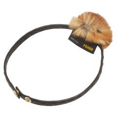 フェンディ チョーカー ネックレス ブラウン レザー ファー レディース FENDI 【中古】