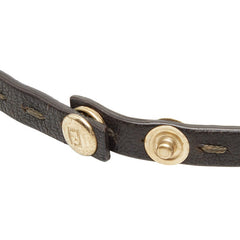 フェンディ チョーカー ネックレス ブラウン レザー ファー レディース FENDI 【中古】